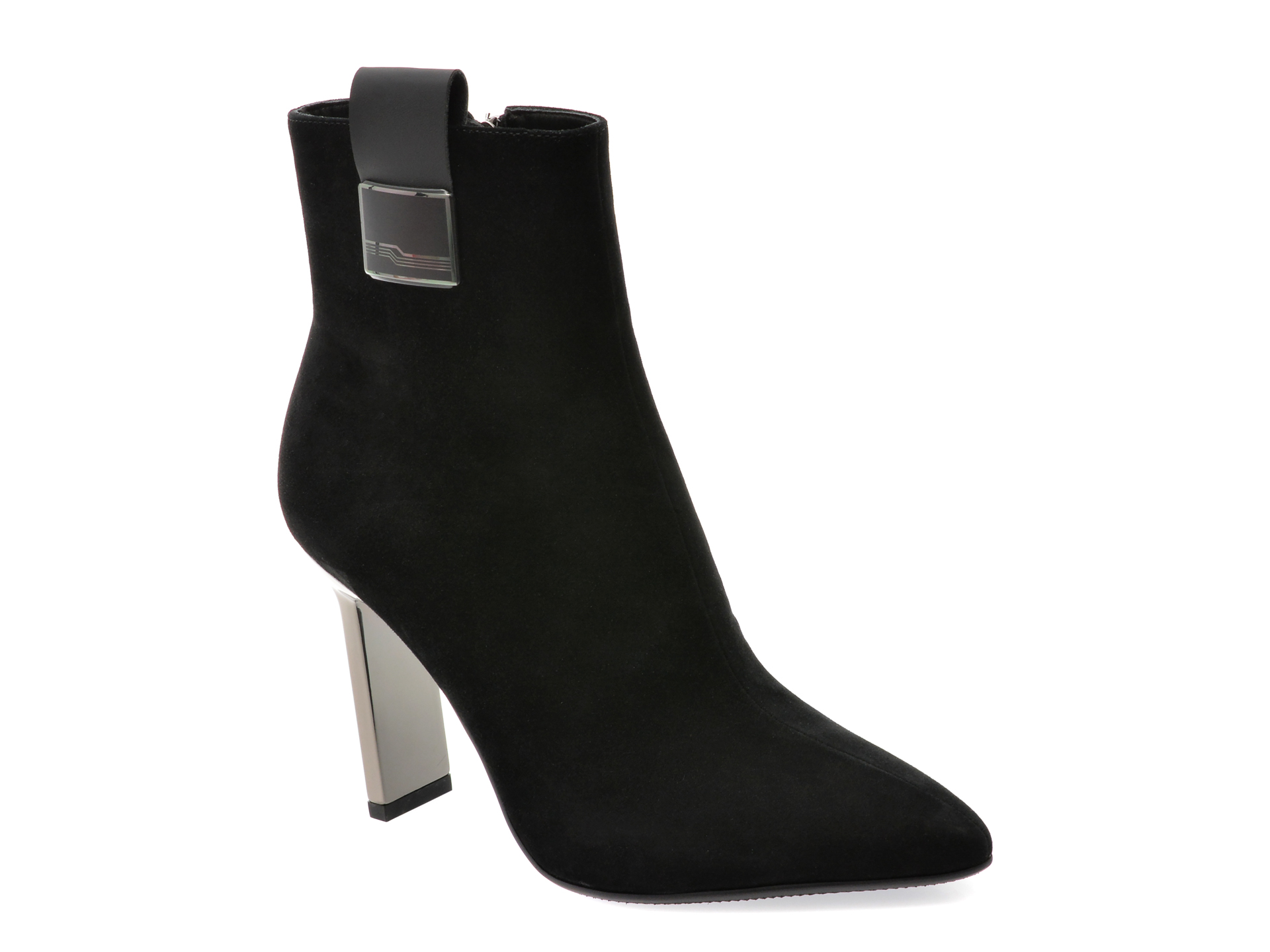 Botine elegante EPICA negre, E228, din piele intoarsa