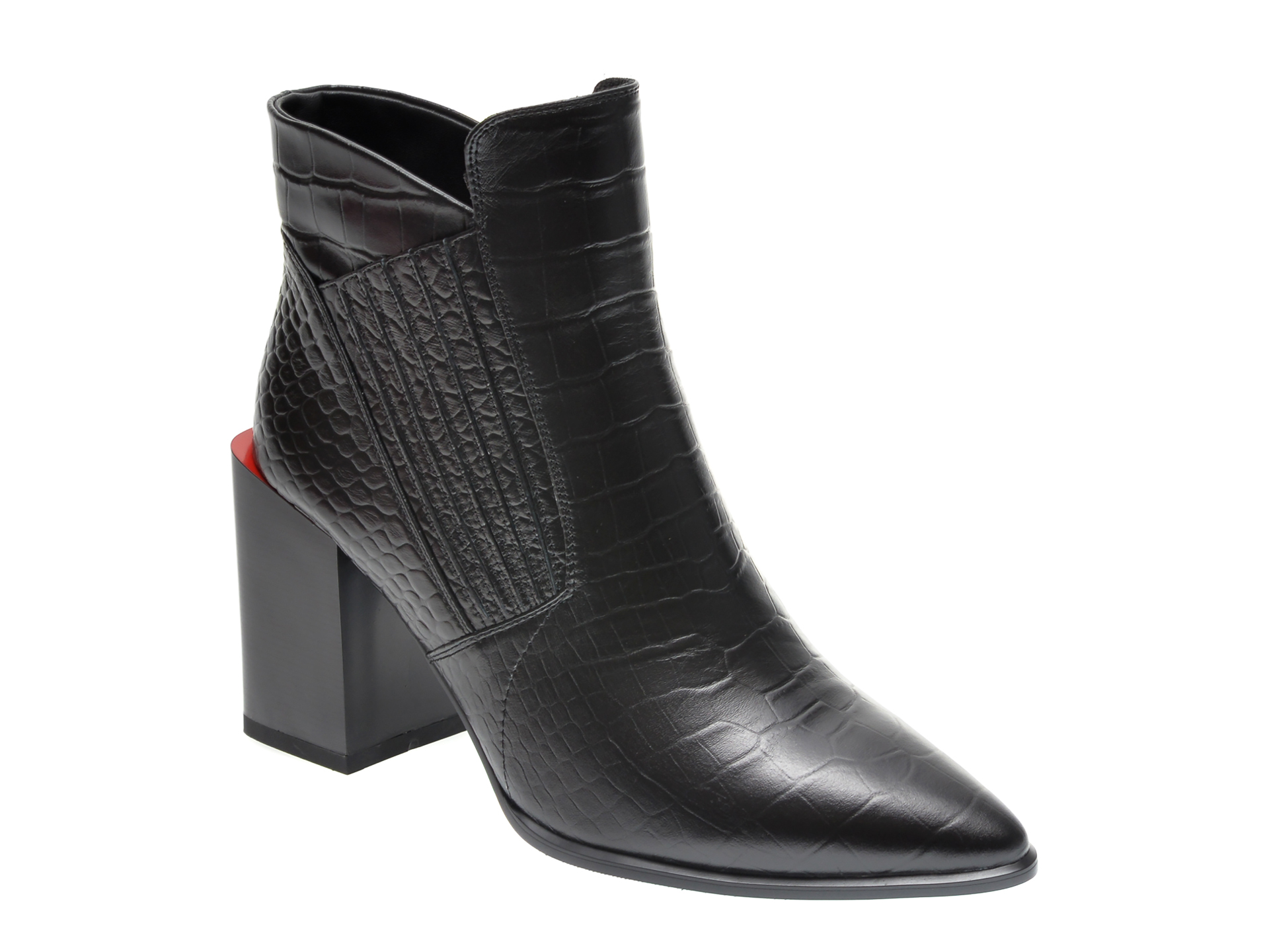 Botine EPICA negre, R52360, din piele naturala