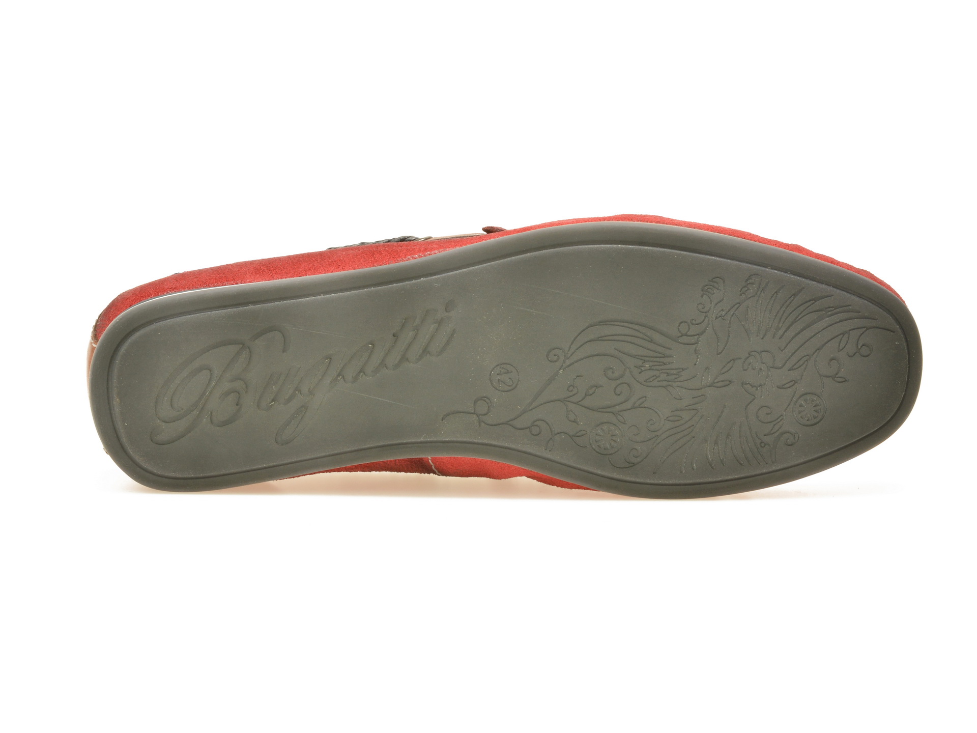 Pantofi mocasini BUGATTI rosii, F0667, din piele intoarsa - 5 | YEO