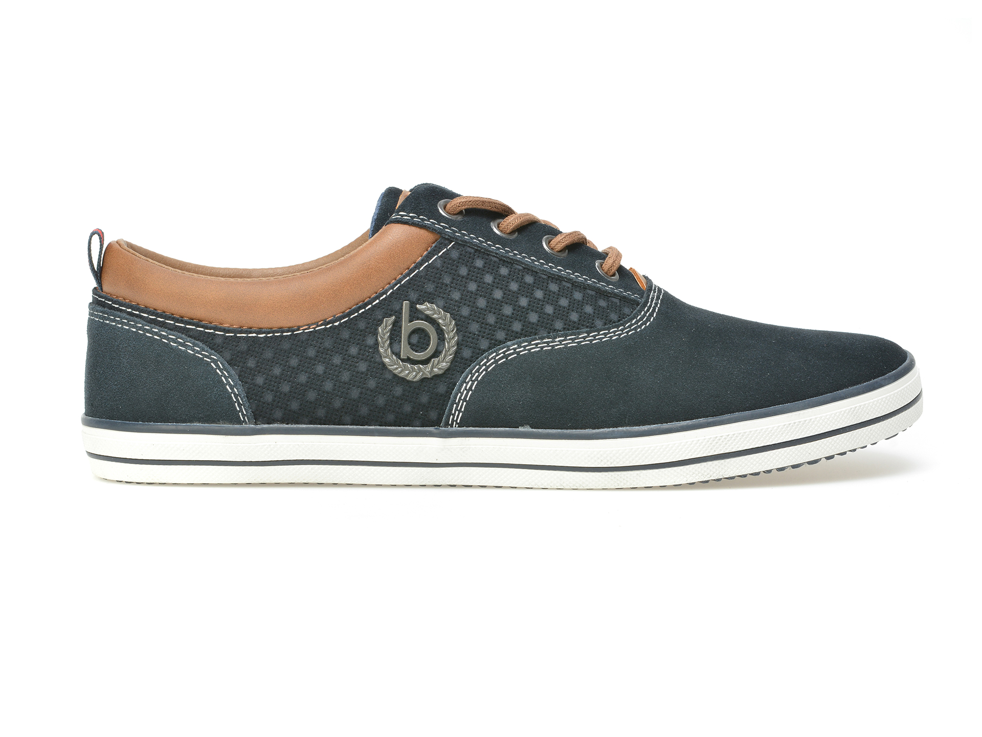 Pantofi BUGATTI bleumarin, F4813, din piele intoarsa