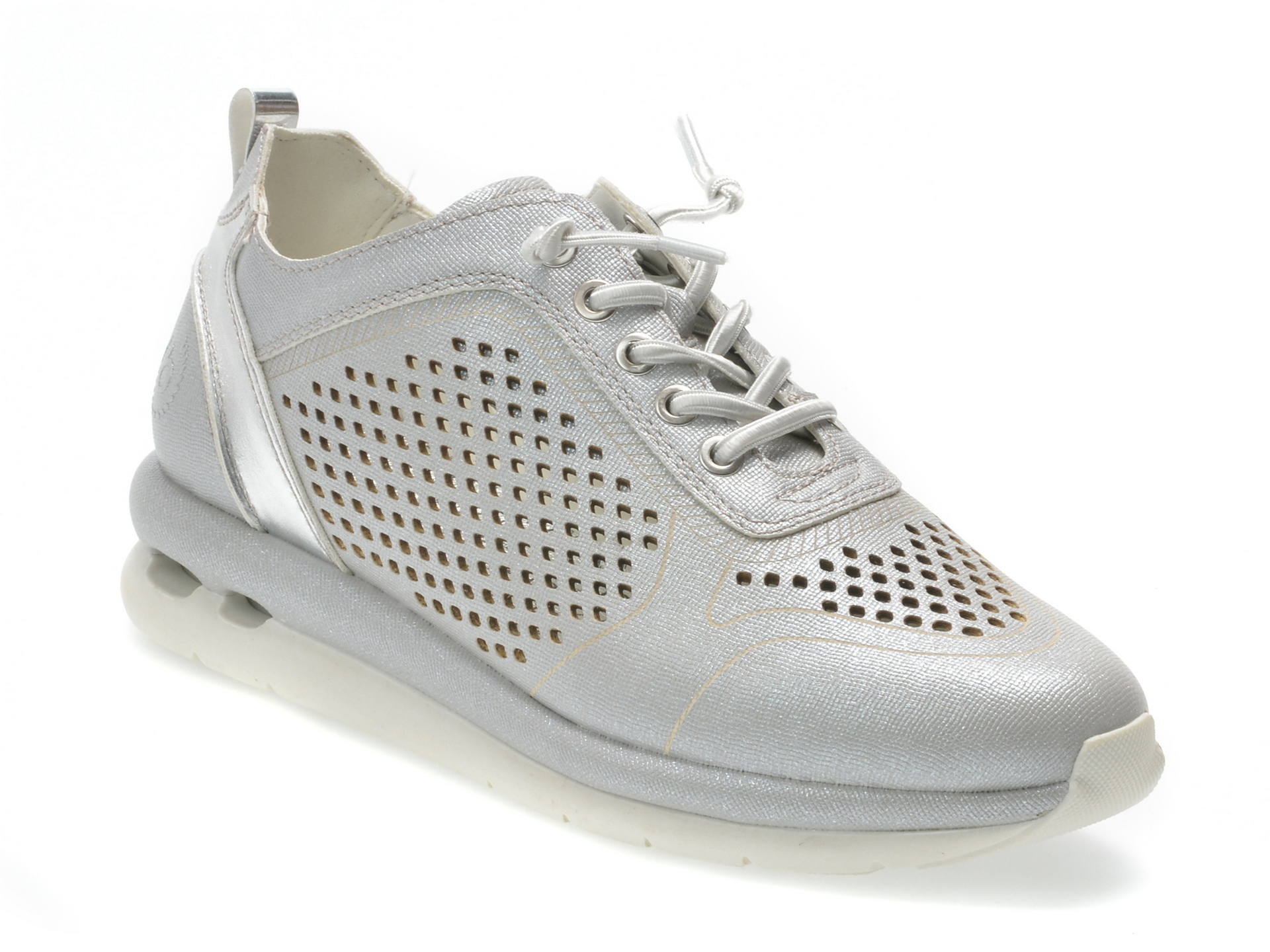 Pantofi casual BUGATTI argintii, 45201, din piele ecologica