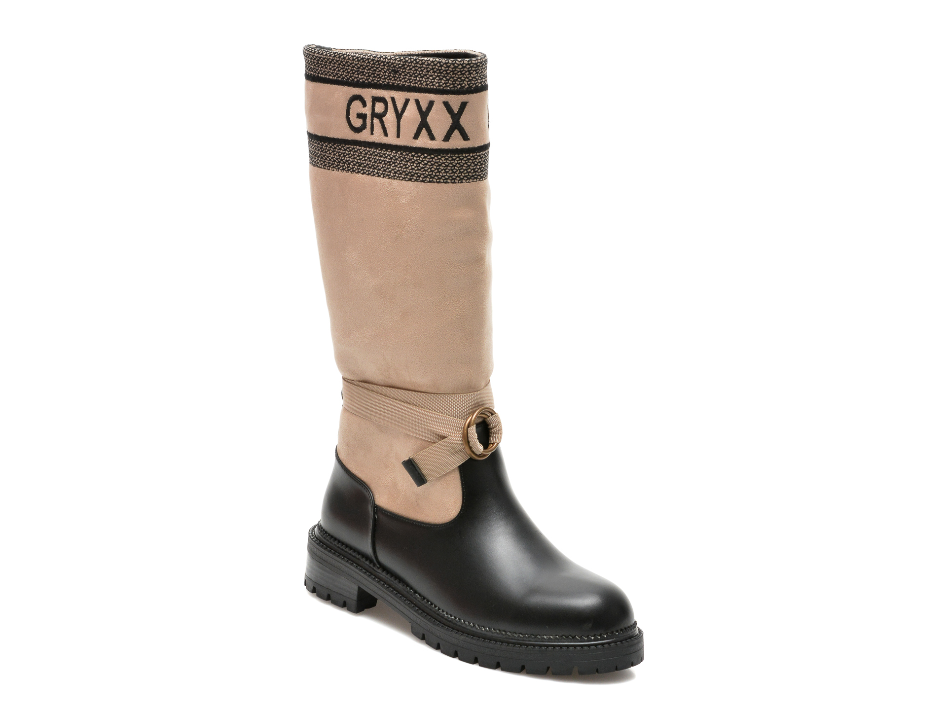 Cizme GRYXX negre, 7495B51, din material textil si piele ecologica imagine reduceri black friday 2021 Gryxx