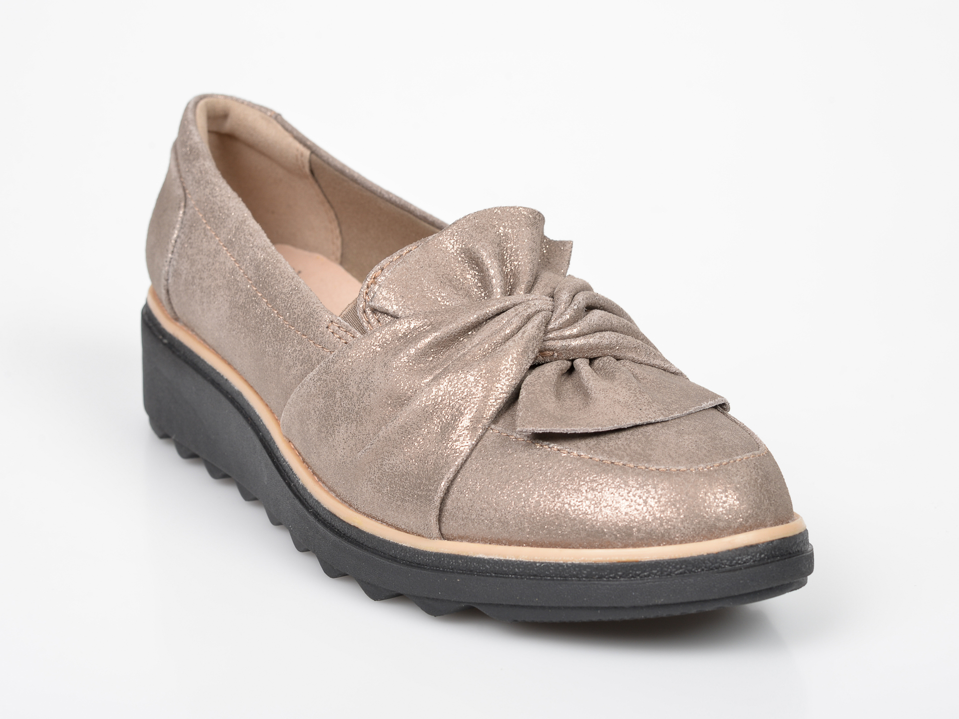 Pantofi CLARKS aurii, Sharon Dasher, din piele intoarsa