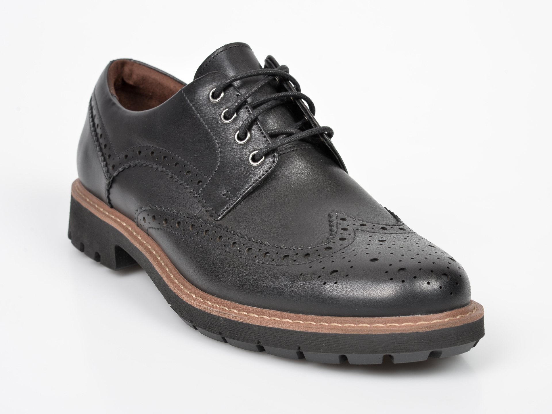 Pantofi CLARKS negri, Batcombe Wing, din piele naturala