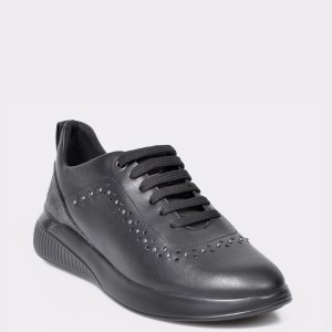 Pantofi sport GEOX negri, D948SC, din piele ecologica si piele naturala