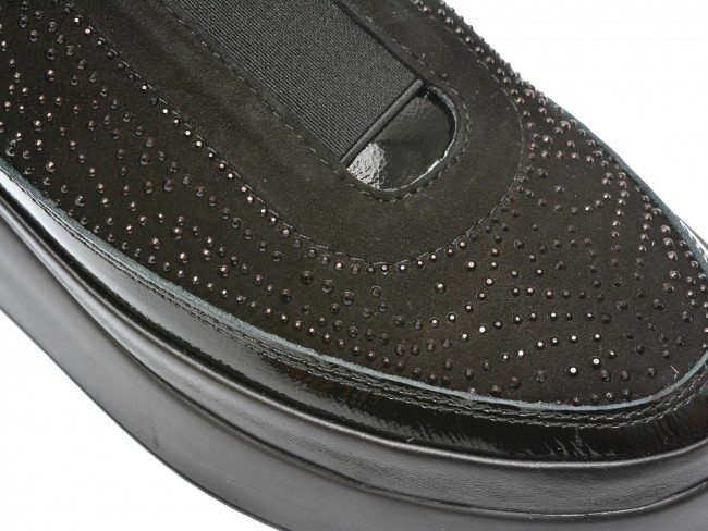 Pantofi casual IMAGE negri, 1069348, din piele intoarsa | otter.ro