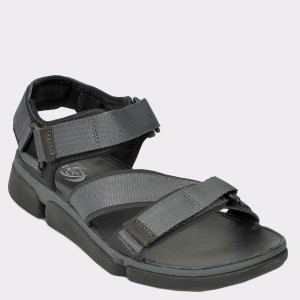 Sandale CLARKS negre, Tricosu, din material textil si piele