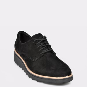 Pantofi CLARKS negri, Sharnoe, din nabuc