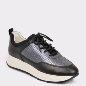 Pantofi sport GEOX negri, D925Tb, din piele ecologica