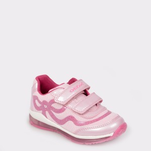 Pantofi sport pentru copii GEOX roz, B9285A, din piele ecologica