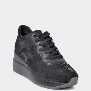 Pantofi sport GEOX negri, D828LC, din piele naturala
