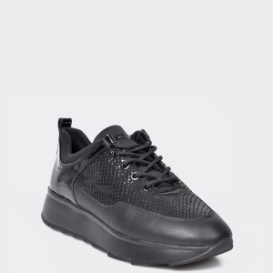 Pantofi sport GEOX negri, D925TB, din piele ecologica si piele naturala
