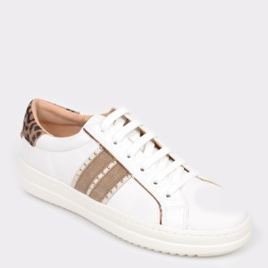 Pantofi sport GEOX albi, D94fed, din piele naturala