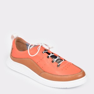 Pantofi sport IMAGE portocalii, 19Y0906, din piele naturala