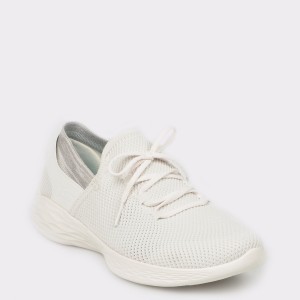 Pantofi sport SKECHERS albi, 14960, din material textil