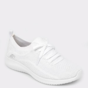 Pantofi sport SKECHERS albi, 12843, din material textil