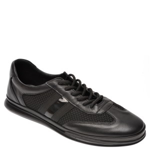 Pantofi OTTER negri, M5624, din materil textil textil si piele naturala