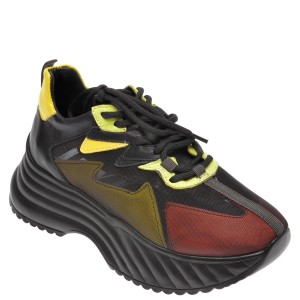 Pantofi sport EPICA negri, 304 NAVI, din material textil si piele naturala