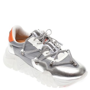 Pantofi sport GRYXX argintii, T912, din material textil si piele ecologica