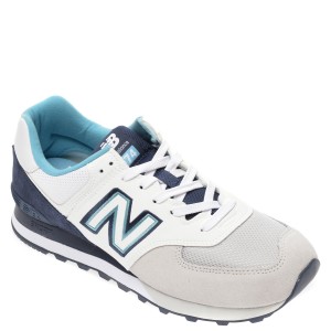 Pantofi sport NEW BALANCE albi, ML574, din material textil si piele naturala