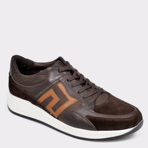 Pantofi sport OTTER maro, 1949, din material textil si piele naturala