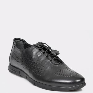 Pantofi OTTER negre, 19037, din piele naturala