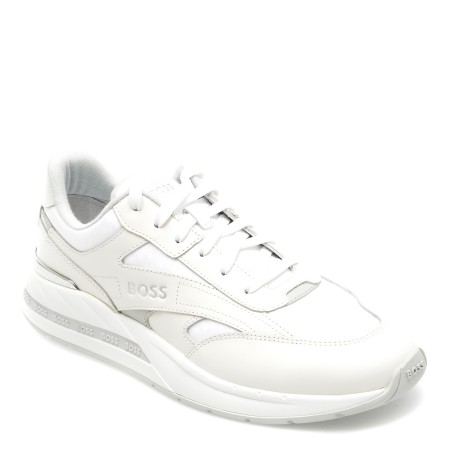 Pantofi BOSS albi, 2901, din piele naturala
