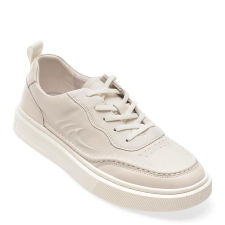 Pantofi casual BITE THE BULLET albi, ES358, din piele naturala