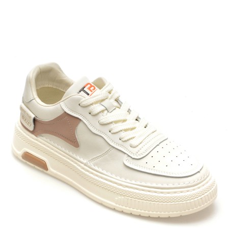 Pantofi casual BITE THE BULLET albi, K900, din piele naturala