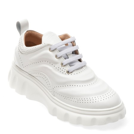 Pantofi casual EPICA albi, 49758, din piele naturala
