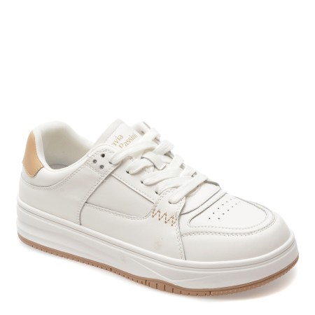 Pantofi casual FLAVIA PASSINI albi, 2A038, din piele naturala
