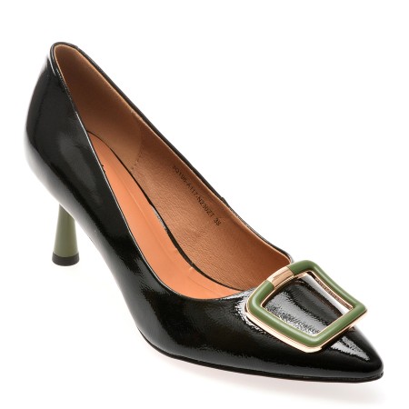 Pantofi casual FLAVIA PASSINI negri, A117, din piele naturala lacuita