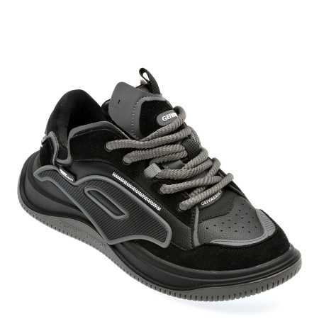 Pantofi casual GEIVAEXHCY negri, 8811, din piele ecologica