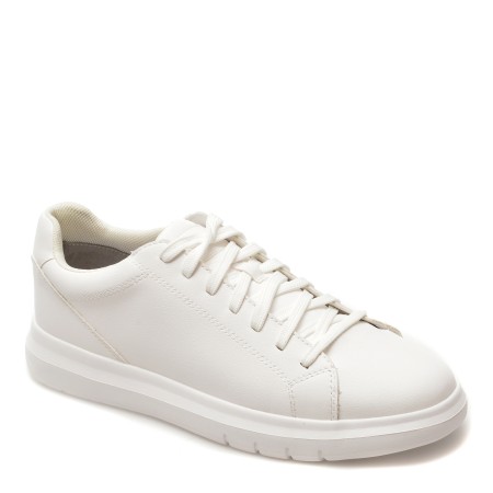 Pantofi casual GEOX albi, U45B3A, din piele ecologica