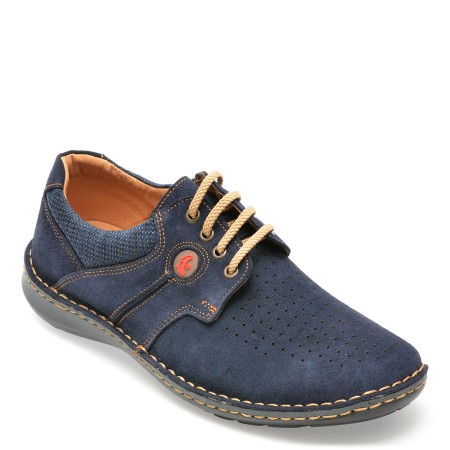 Pantofi casual OTTER bleumarin, 9560, din piele intoarsa