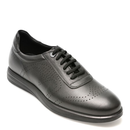 Pantofi casual OTTER negri, E881, din piele naturala