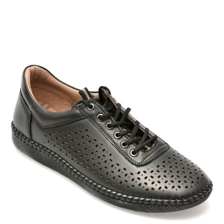 Pantofi casual OZIYS negri, 22109, din piele naturala