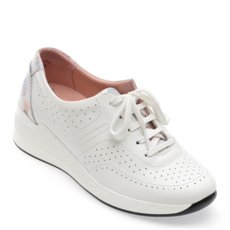 Pantofi casual SUAVE albi, 11005, din piele naturala