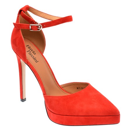 Pantofi eleganti FLAVIA PASSINI rosii, M670L, din piele intoarsa