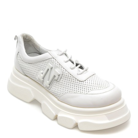 Pantofi LIZZARO albi, 2805, din piele naturala