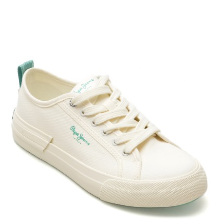 Pantofi PEPE JEANS albi, ALLEN BAND,  din material textil