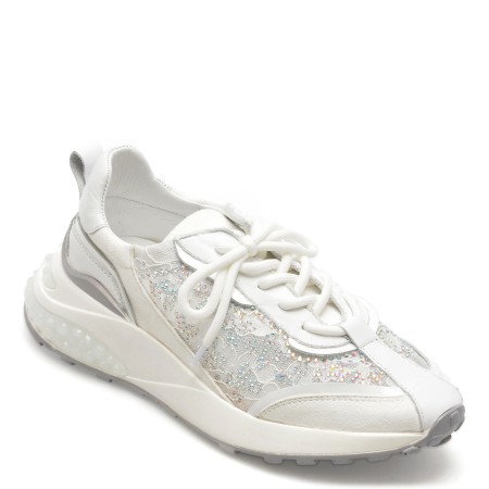 Pantofi PESETTO albi, 294176, din piele ecologica