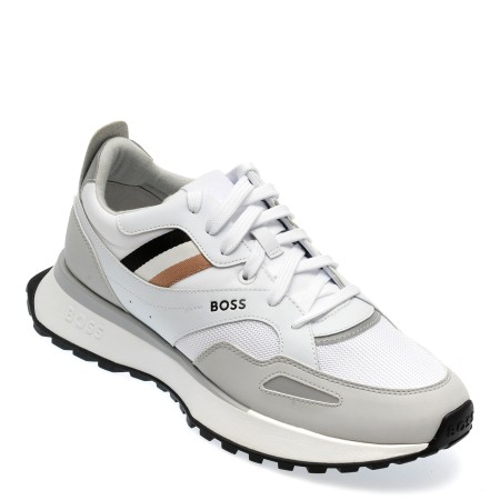 Pantofi sport BOSS albi, 8280, din piele ecologica
