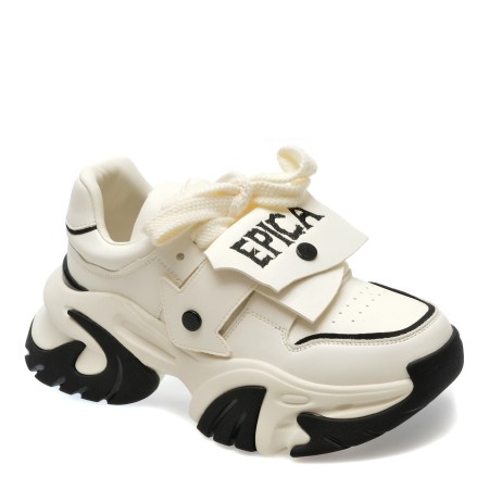 Pantofi sport EPICA alb-negru, 186522, din piele naturala