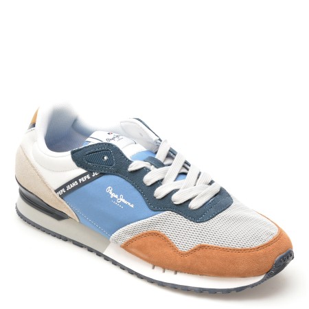 Pantofi sport PEPE JEANS albastri, LONDON ONE VINTED,  din material textil