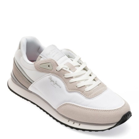 Pantofi sport PEPE JEANS albi, LS40004, din material textil