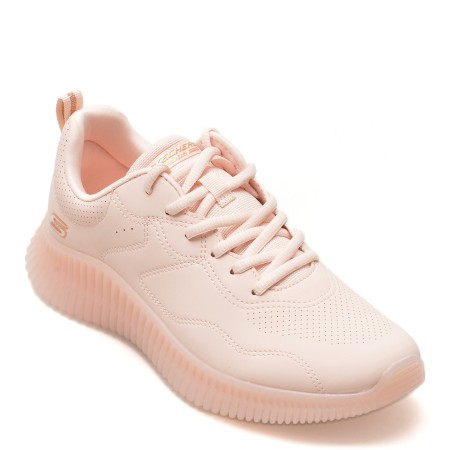 Pantofi sport SKECHERS roz, BOBS GEO, din piele ecologica