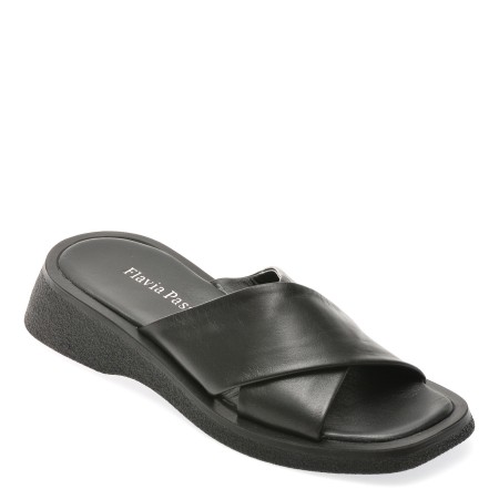 Papuci casual FLAVIA PASSINI negri, 3471001, din piele naturala