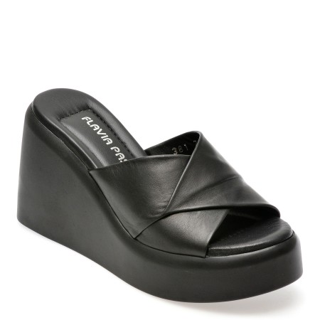 Papuci casual FLAVIA PASSINI negri, 3812000, din piele naturala