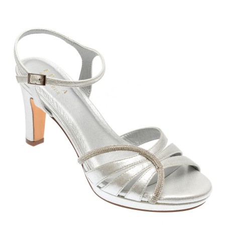 Sandale elegante EPICA BY MENBUR argintii, 24776, din material textil